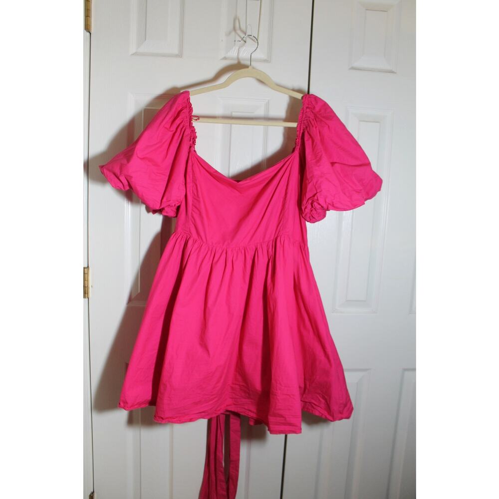Sweet Lemon Pink Puff Sleeve Swing Mini Dress sz 3XL